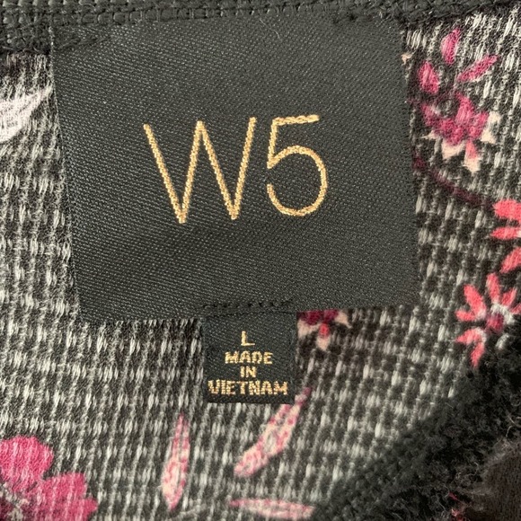 W5 Floral Peplum Frayed Detail Keyhole Short Sleeve Womens Black Blouse Large - Picture 4 of 7